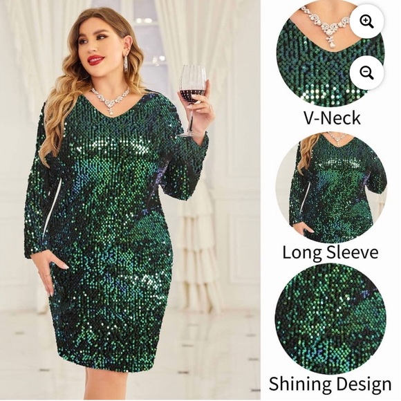 IN VOLAND Sequin Vintage Style Cocktail Party Dress Plus Size 16W - Picture 6 of 12